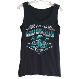 Black SANTA ROSA BEACH Florida Tank Top